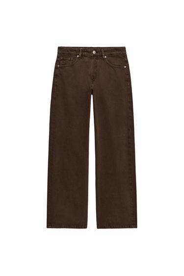 Zara TRF MID-RISE RELAXED JEANS - Chocolate