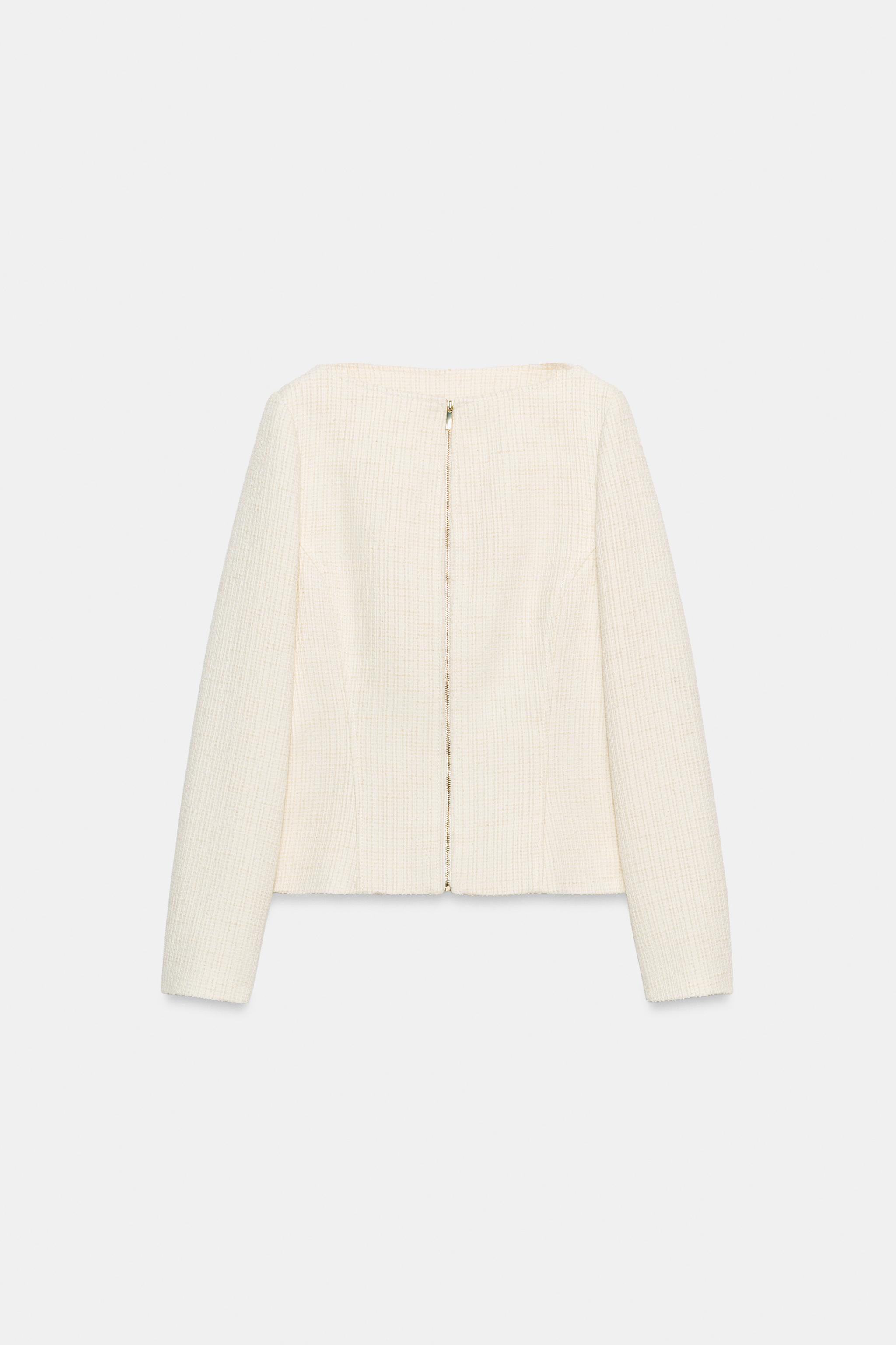 Женские пиджаки Zara STRUCTURED BOAT NECK BLAZER — фото 7