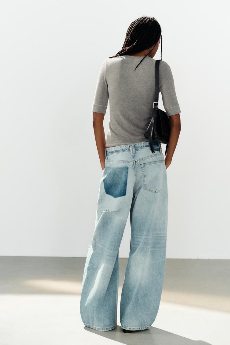 Jeans holgados rotos con cinturón de tiro medio TRF 6