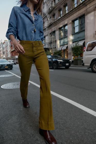 Z1975 HIGH-WAIST JEANS WITH PATCH POCKETS - Oil by Zara