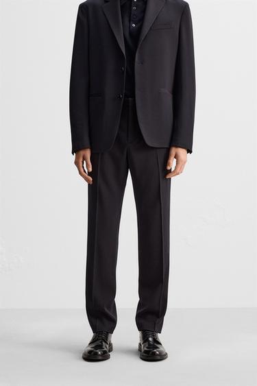 Zara 100% WOOL SUIT PANTS - Navy blue