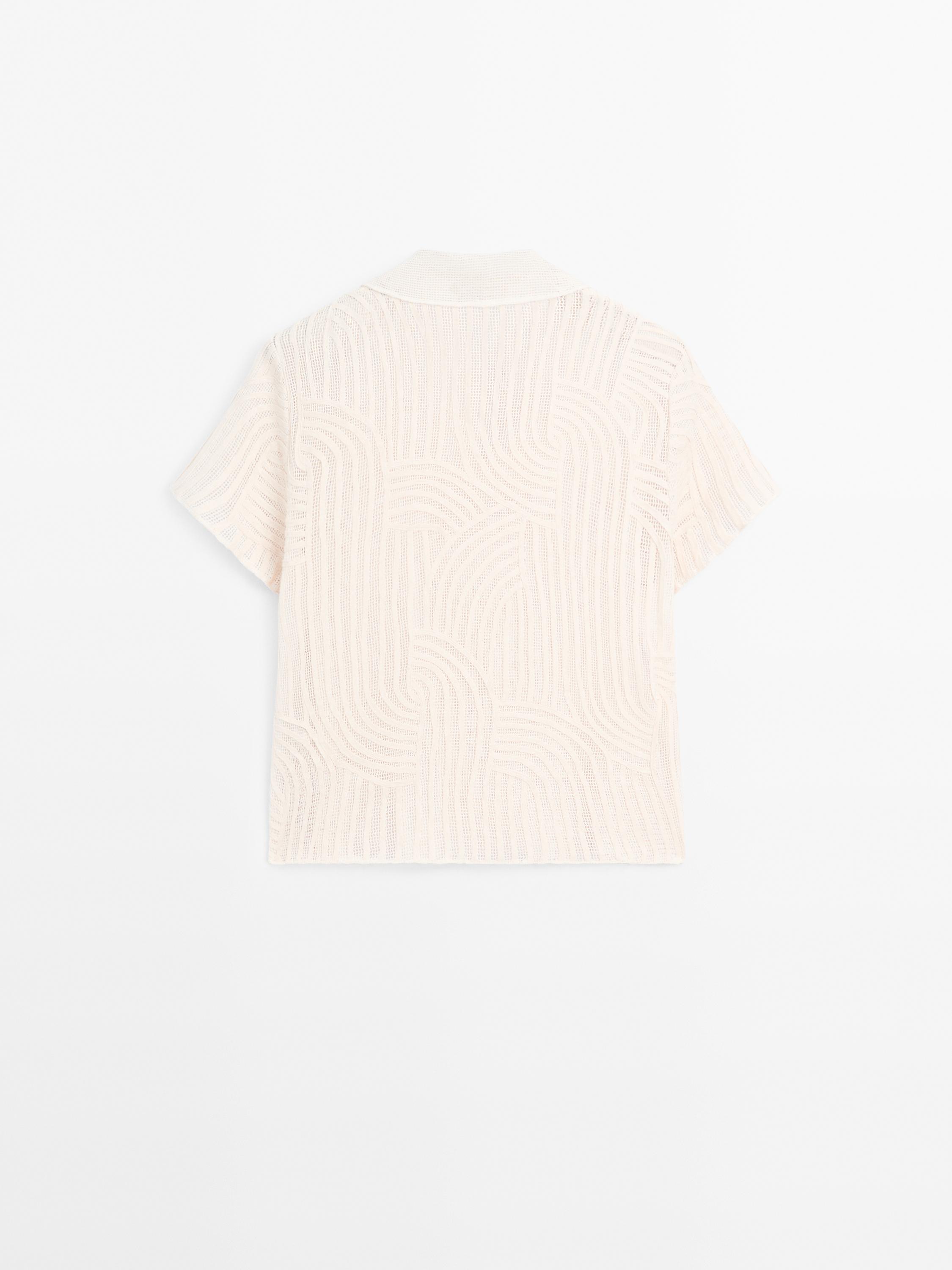 Cutwork polo shirt with embroidery - Ecru | ZARA United States