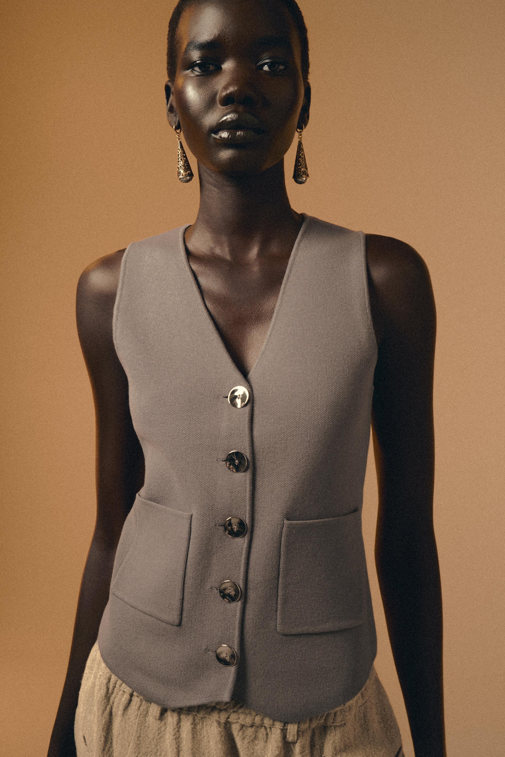 アウターその他 GOLDEN  Woman Waistcoat Grey GWP01922P00169125235 veromoda-