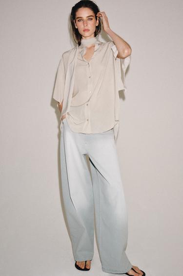 ZW COLLECTION FLOWING SHIRT WITH BOW - Beige-pink by Zara - Image 4