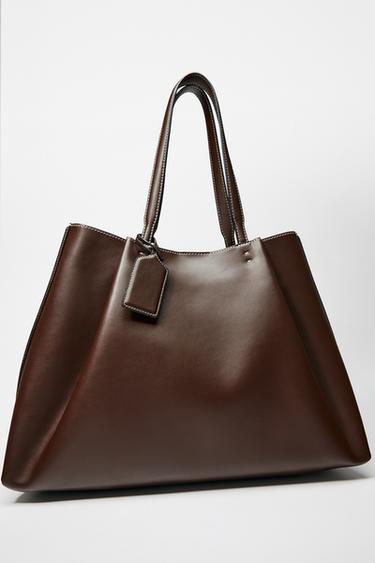 Zara CLIP SHOPPER BAG - Chocolate