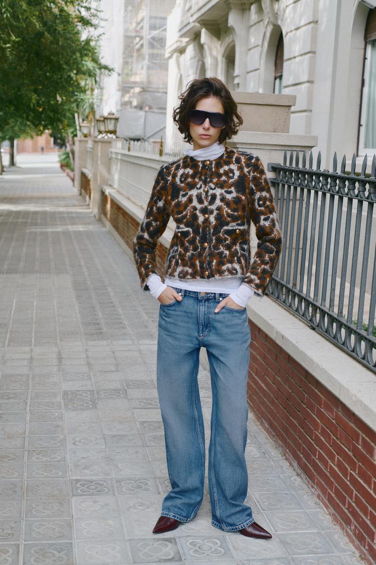 Chaqueta punto jacquard animal