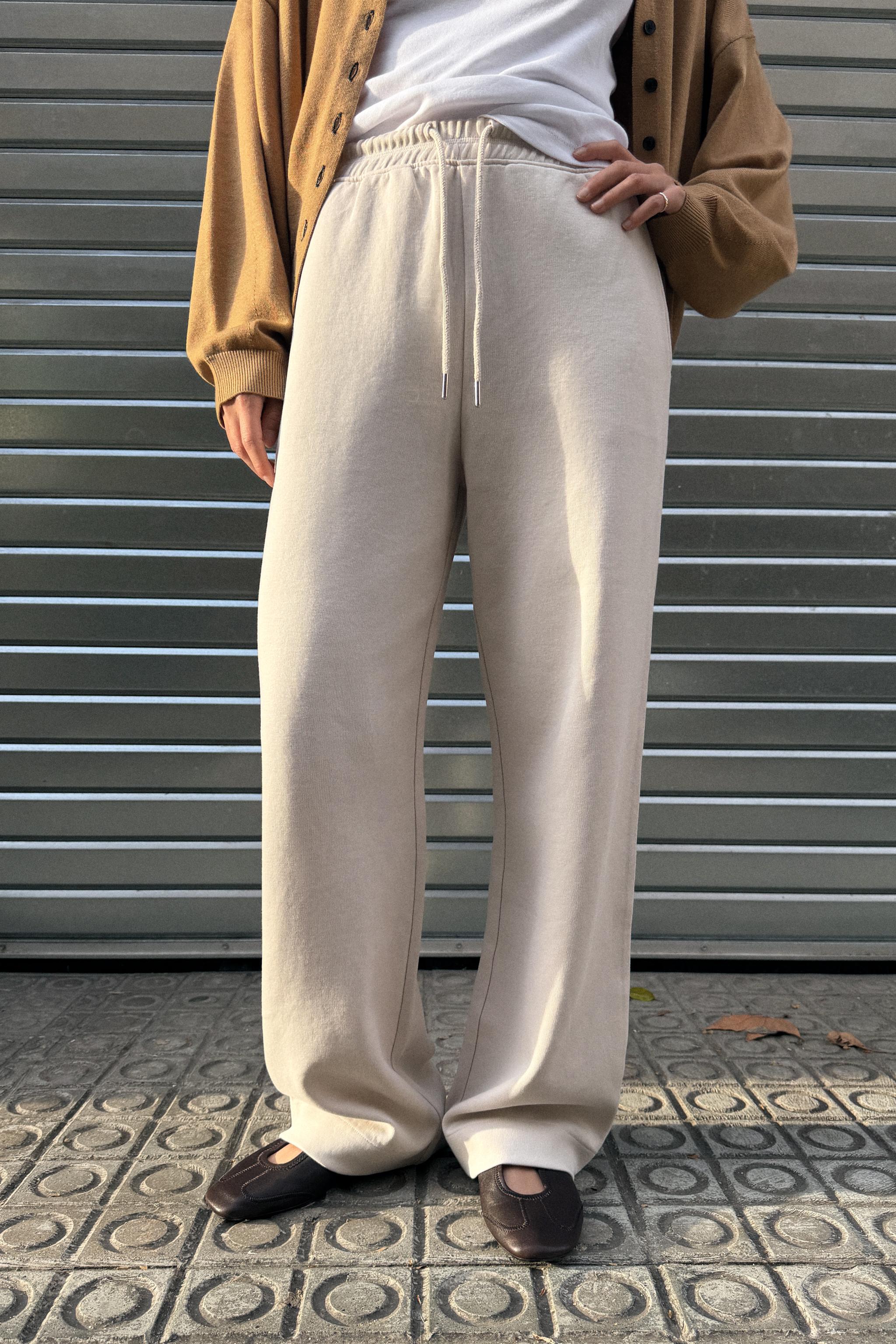 WASHED-EFFECT INTERLOCK TROUSERS