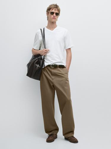 Zara 100% cotton V-neck T-shirt - White