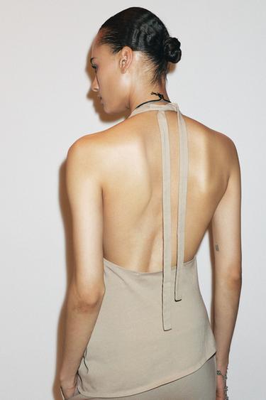 DYED EFFECT HALTER TOP - Sand by Zara - Image 3
