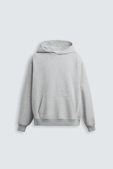 Zara BASIC HOODIE SWEATSHIRT - Gray marl