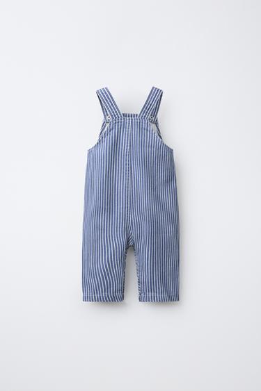 TWILL DUNGAREES WITH STRIPES - Blue/White by Zara - Image 1