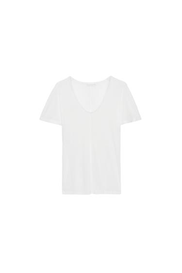 T-SHIRT FLUIDE À MANCHES COURTES - Blanc de Zara