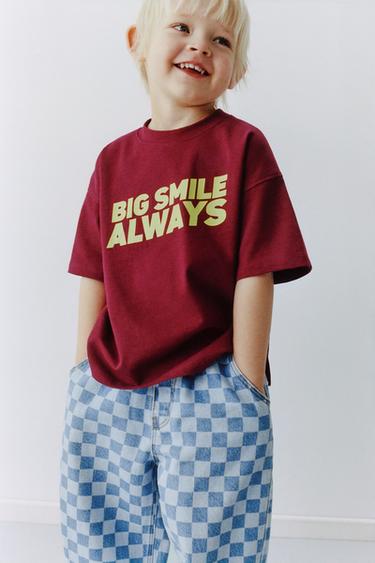 SLOGAN PRINT T-SHIRT - Burgundy by Zara