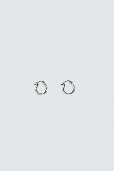 IRREGULAR HOOP EARRINGS - Silver by Zara - Image 1