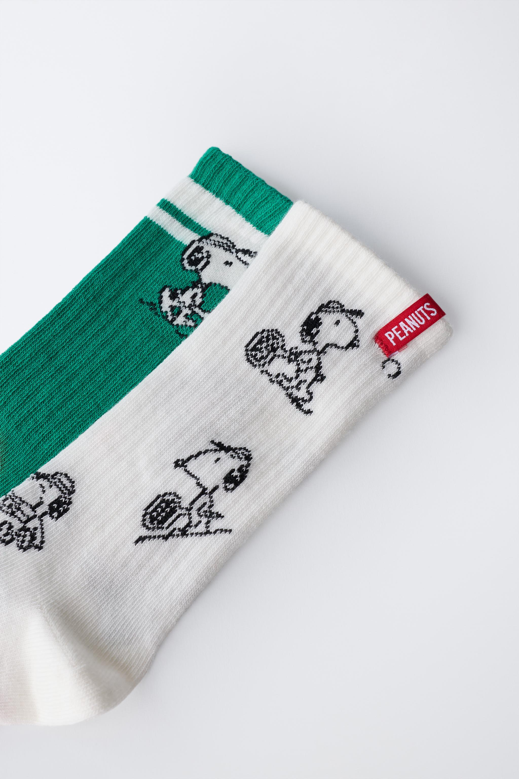 SNOOPY PEANUTS™ MID-HEIGHT SOCKS - TWO PACK — Green/White (alternate view)