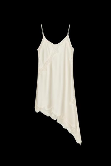 ASYMMETRIC LACE DRESS ZW COLLECTION - Oyster-white by Zara
