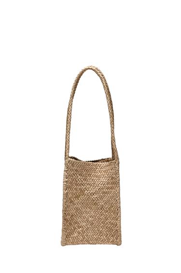Sac seau tressé cuir nappa - Écru de Zara