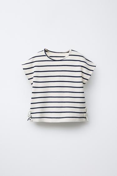 STRIPED PIQUÉ TANK TOP - Navy blue by Zara
