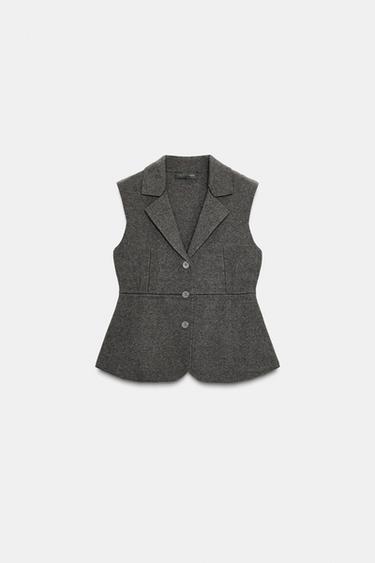 GILET AJUSTÉ EN MAILLE - Gris de Zara - Image 4