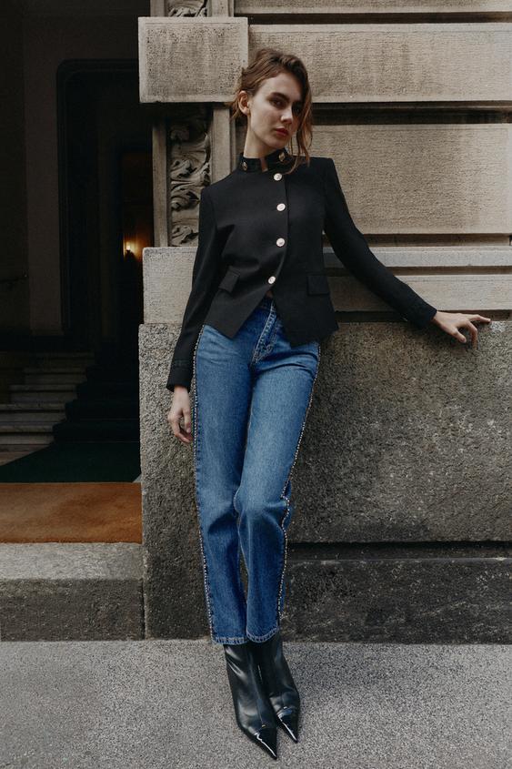 BLAZER CRUZADA PASAMANERÍA - Negro de Zara - Imagen 0