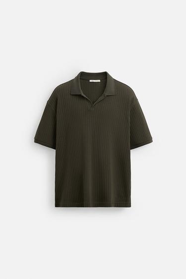 TEXTURED RIBBED POLO SHIRT - Khaki by Zara