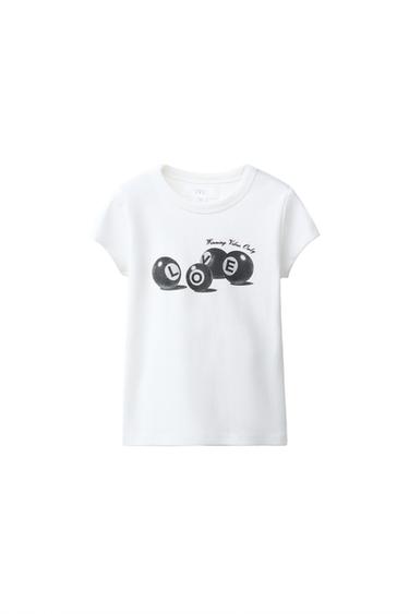 MAJICA S POTISKOM BILJARDNIH KROGEL - Bela od Zare