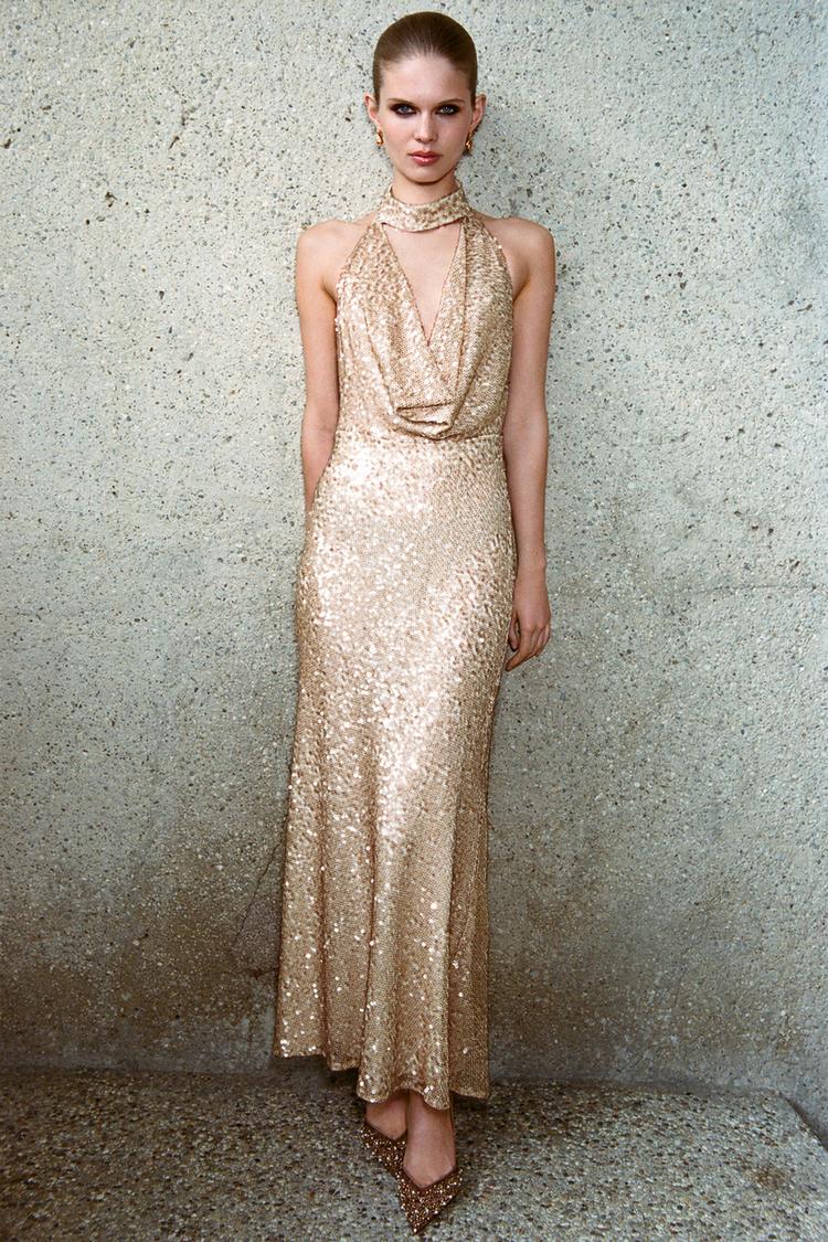 Dress Abito In Paillettes Oro Vestito Paillettes Oro Tubino Oro