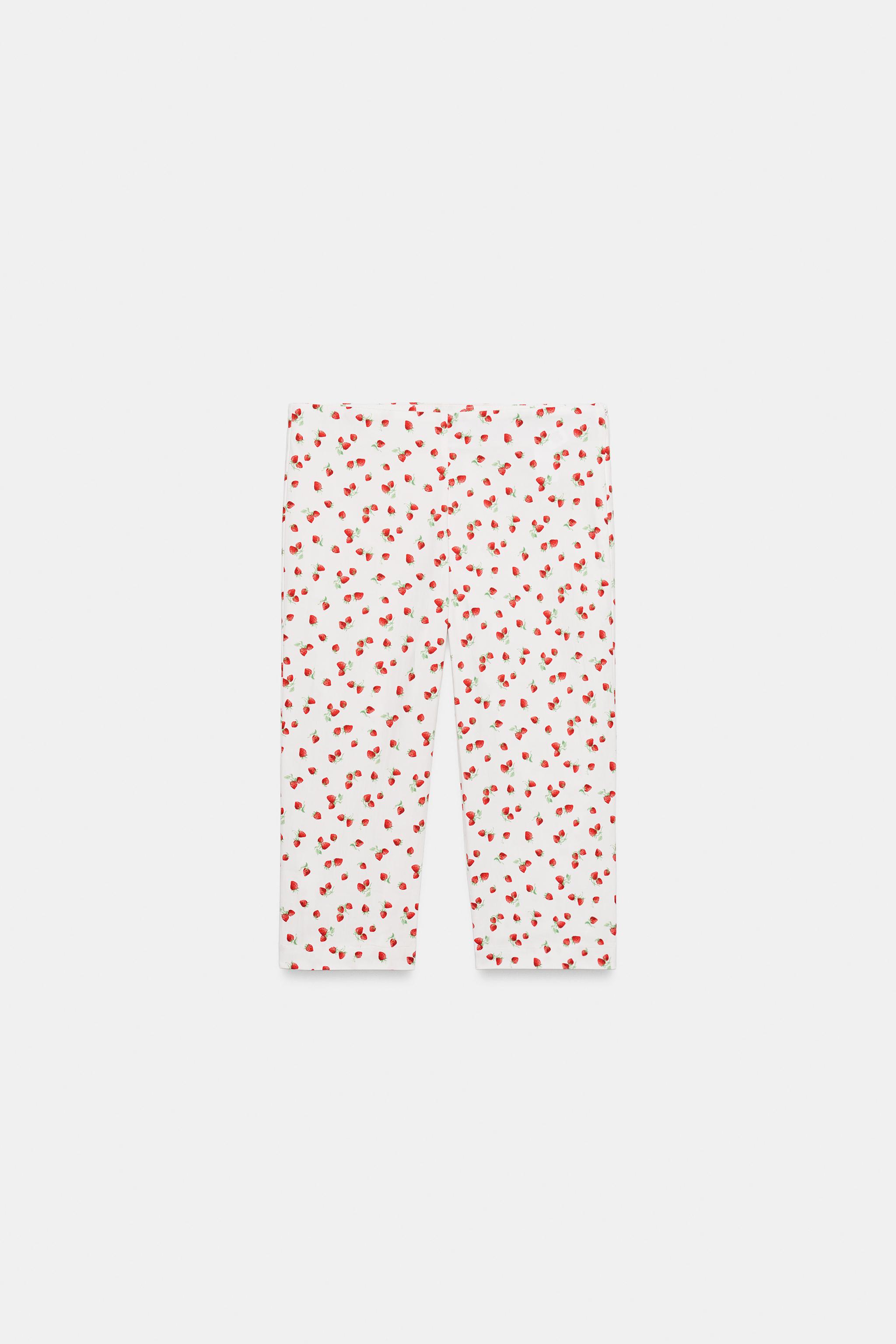 Женские брюки Zara STRAWBERRY PRINT CAPRI PANTS — фото 7