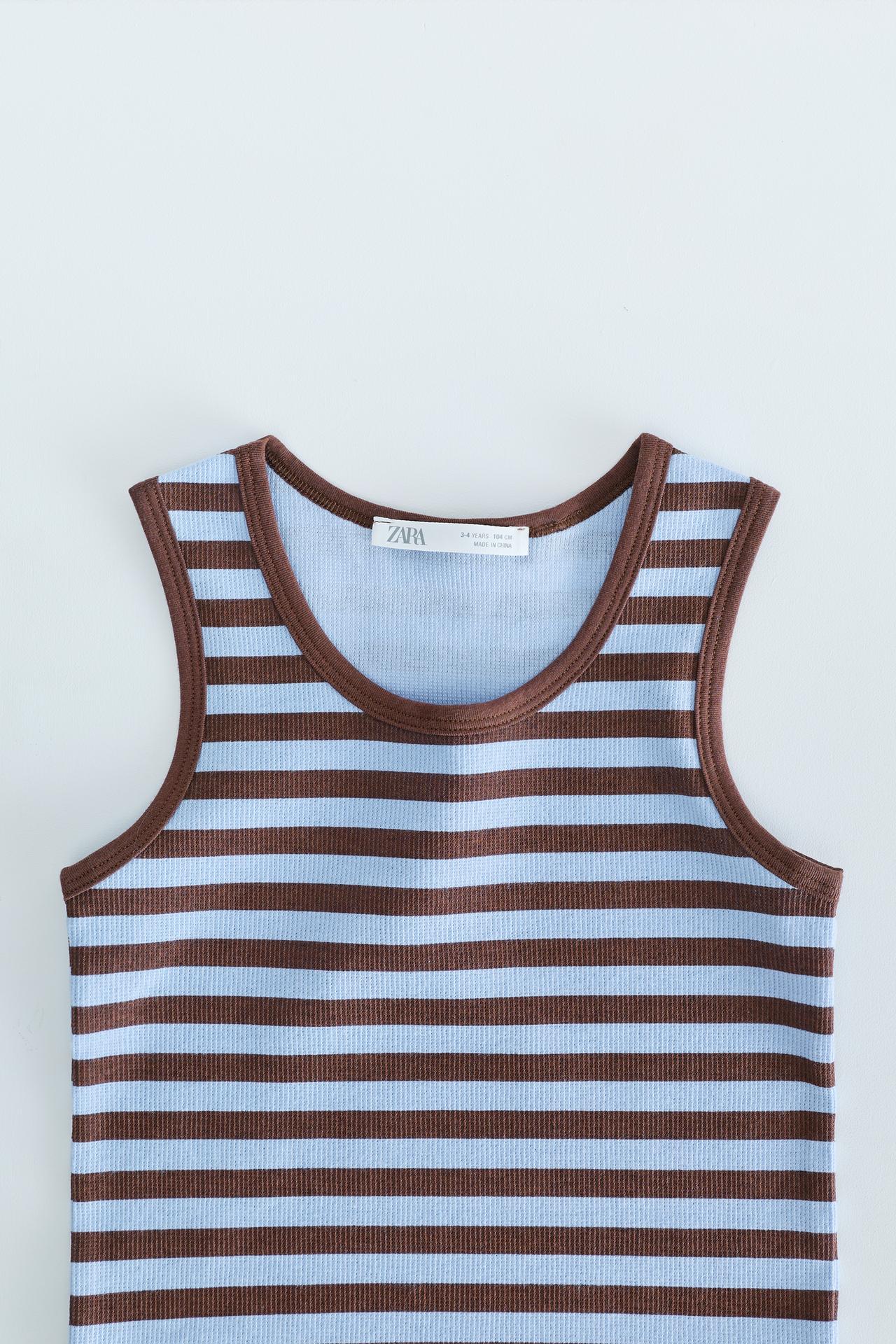 ZARA TIMELESS - THREE-PACK OF STRIPED RIBBED T-SHIRTS — Multicolored