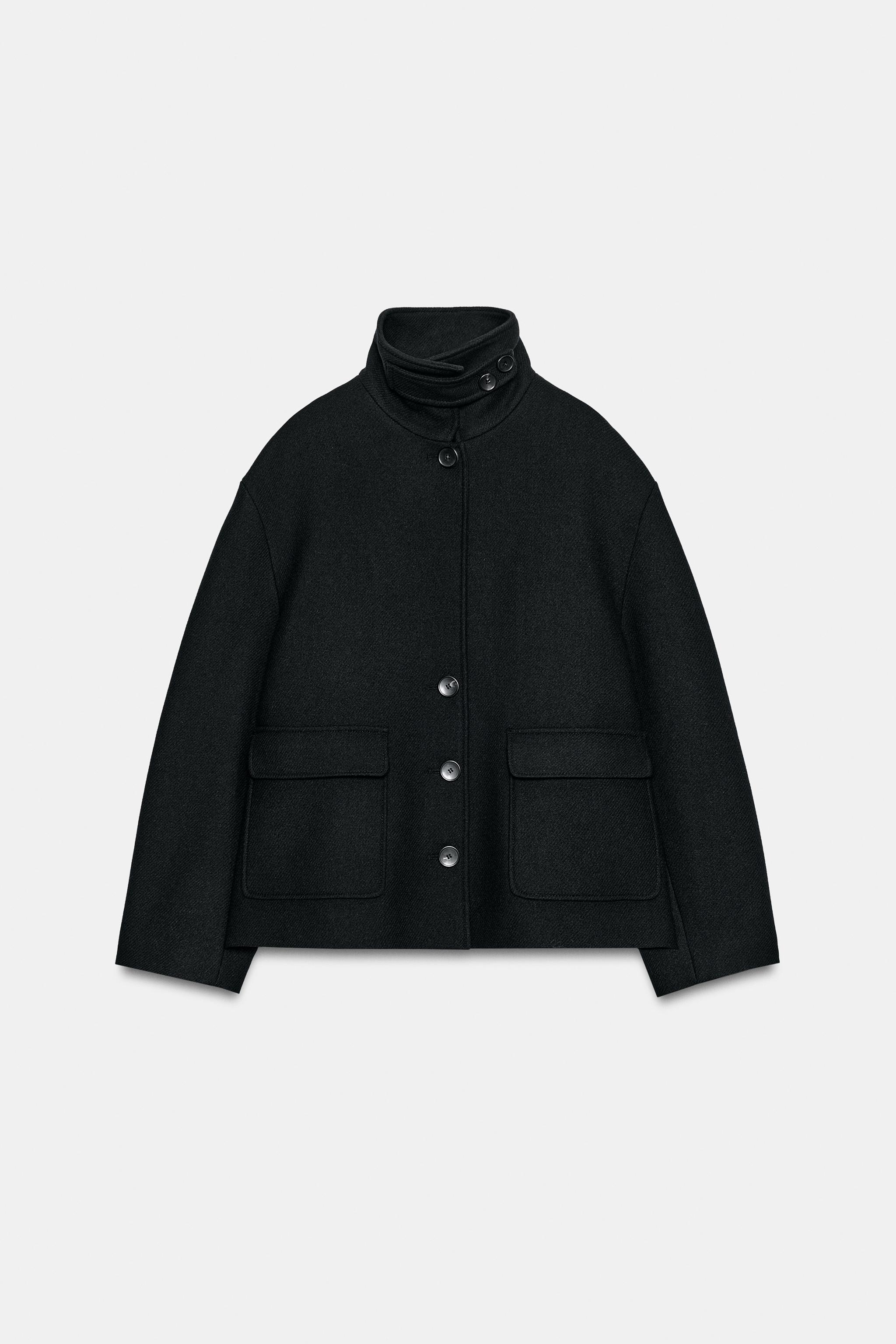 CROPPED WOOL BLEND COAT - Black | ZARA New Zealand