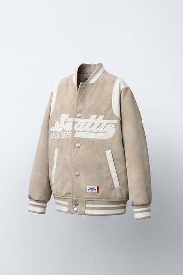 BLOUSON BOMBER EFFET DAIM AVEC INSCRIPTION - Pierre de Zara - Image 1