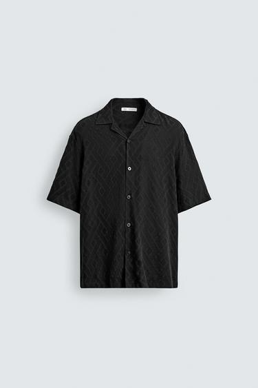 СОРОЧКА JACQUARD ІЗ ГЕОМЕТРИЧНИМ ПРИНТОМ - Чорний Zara