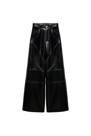 FAUX LEATHER CUT OUT PANTS