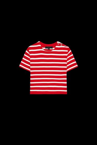 STRIPED KNIT SHORT SLEEVE TOP - striped by Zara - Image 0