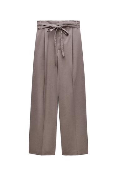 PINSTRIPE TROUSERS WITH BELT