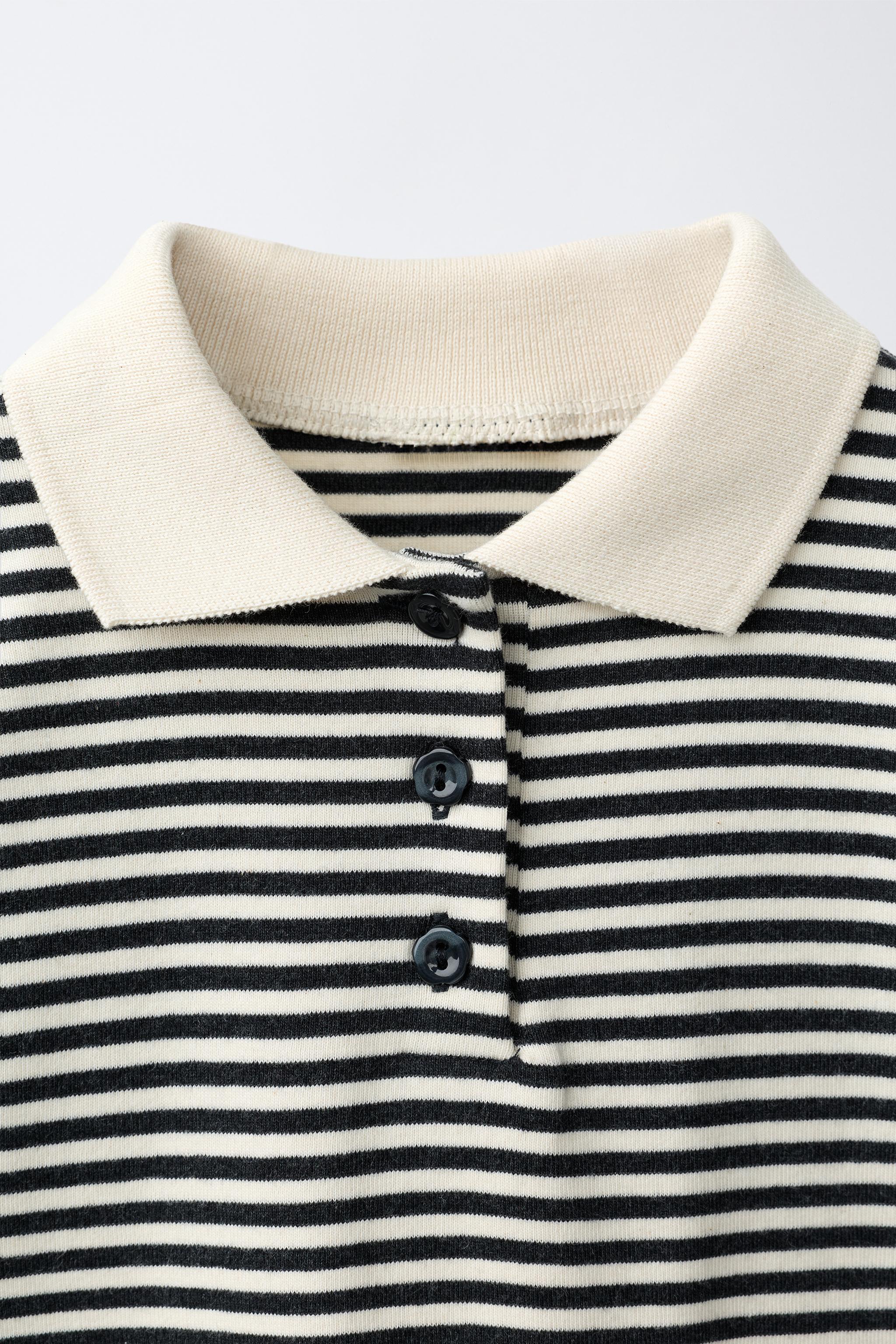 Детские топы Zara STRIPED PEPLUM POLO — фото 4