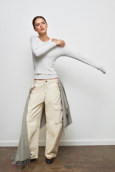 CAMISETA RIB DOBLE - Gris vigoré de Zara