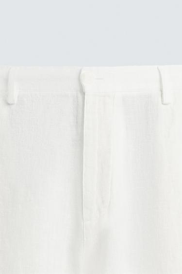 RELAXED FIT 100% LINEN TROUSERS - White by Zara - Image 7