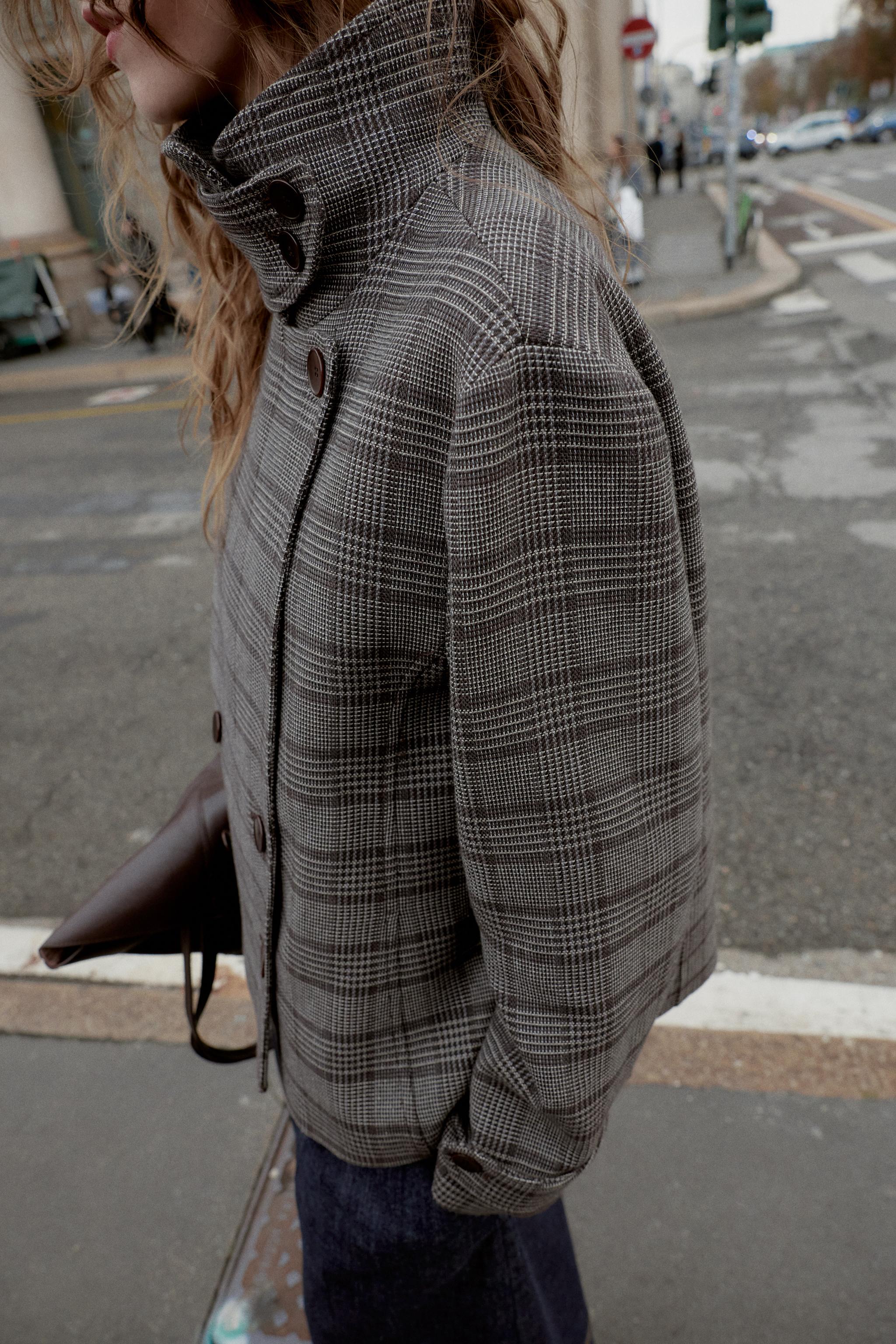 PLAID WRAP JACKET