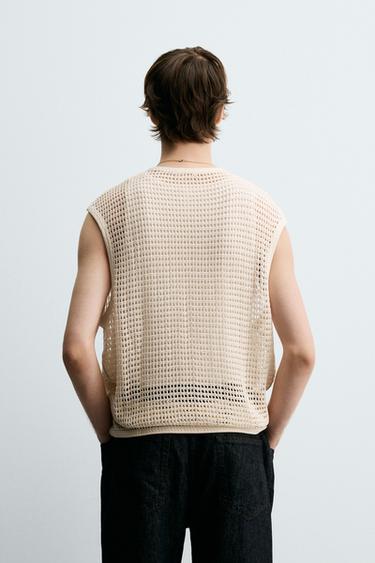 T-SHIRT STRUCTURE CROCHET - Écru de Zara - Image 2