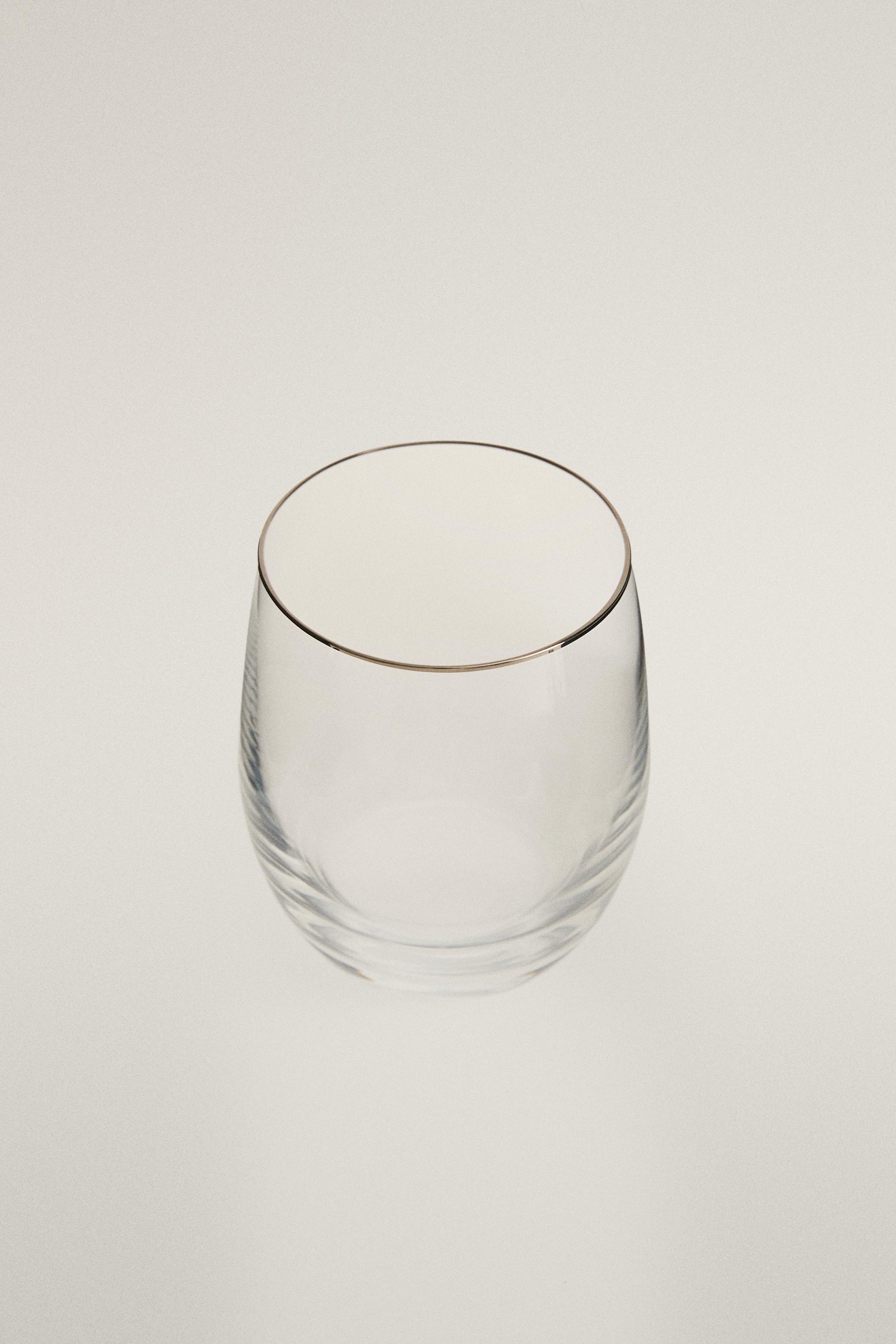 CRYSTALLINE TUMBLER WITH SILVER RIM