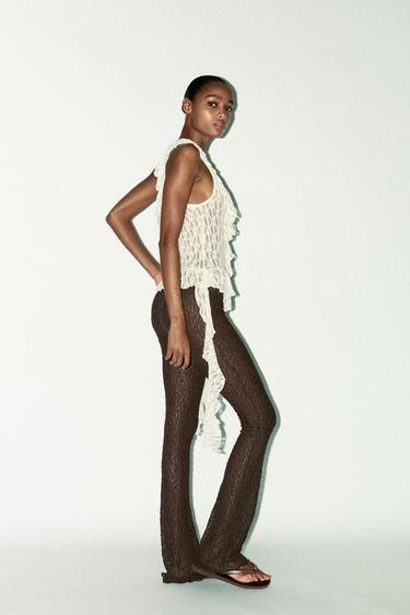 TOP ASYMÉTRIQUE EN DENTELLE - Blanc de Zara - Image 2