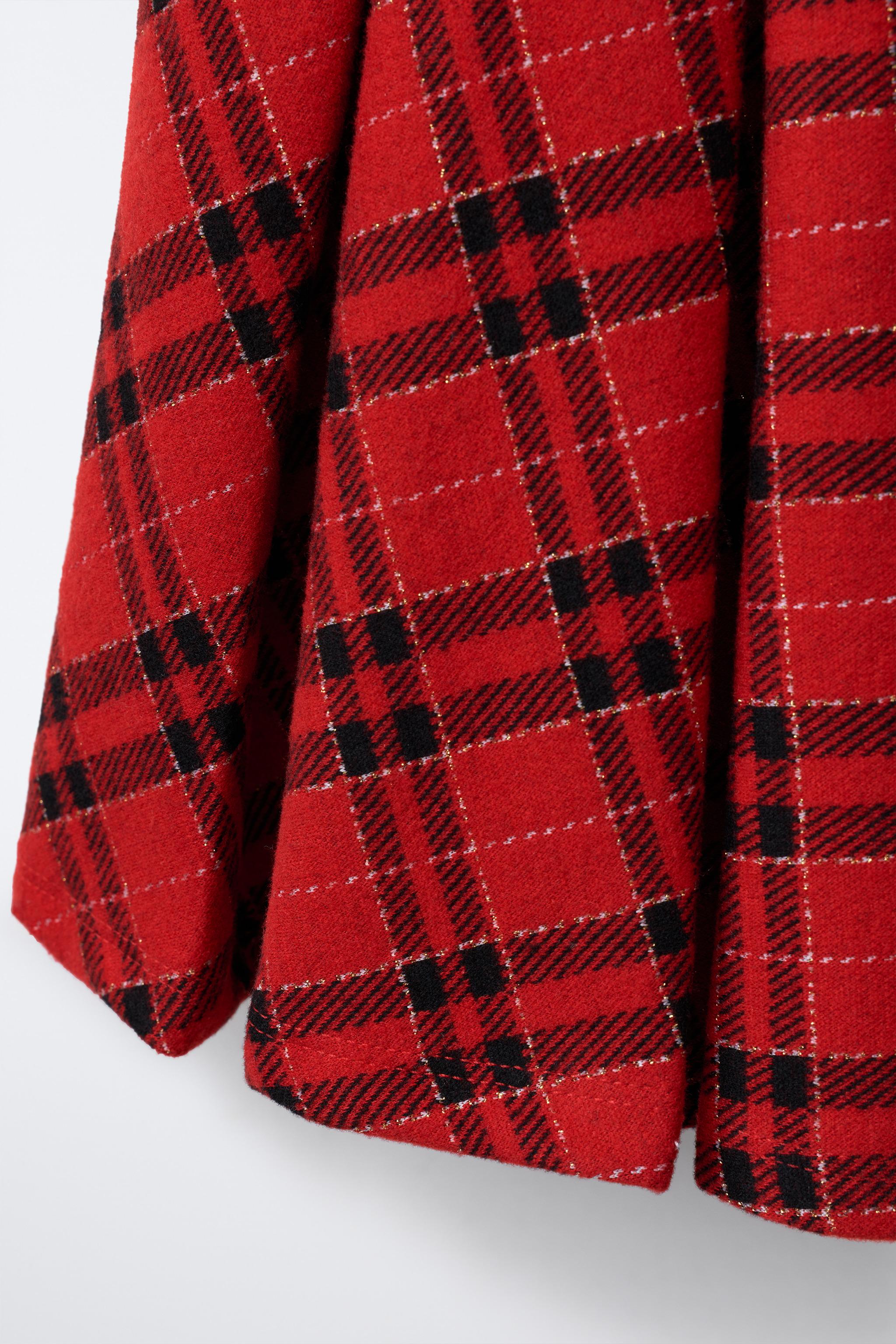 チェック柄 ボックスプリーツ スカート - レッド | ZARA Japan / 日本