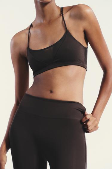 TOP COMBINADO SEAMLESS TUL - Marrón de Zara