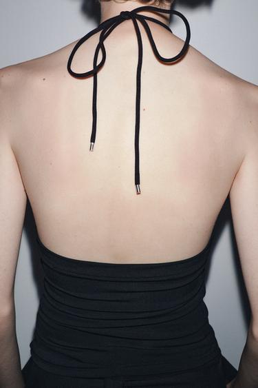 TOP HALTER CRÊPE - Noir de Zara - Image 3