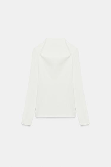 CAMISETA RIB MANGA LARGA - Blanco roto de Zara - Imagen 0