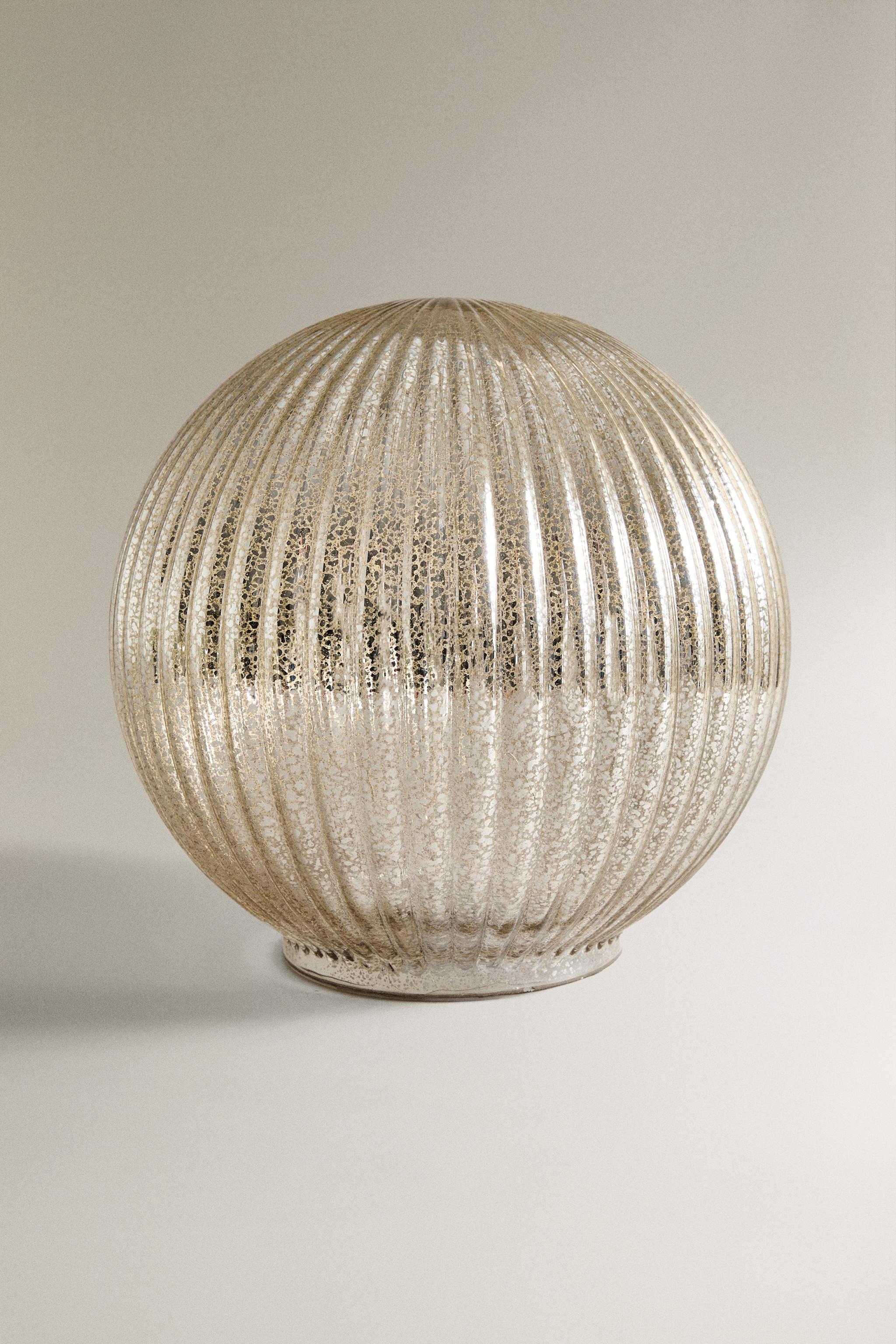 LARGE LED LIGHT STRIPED BALL CHRISTMAS ORNAMENT - Silver | ZARA