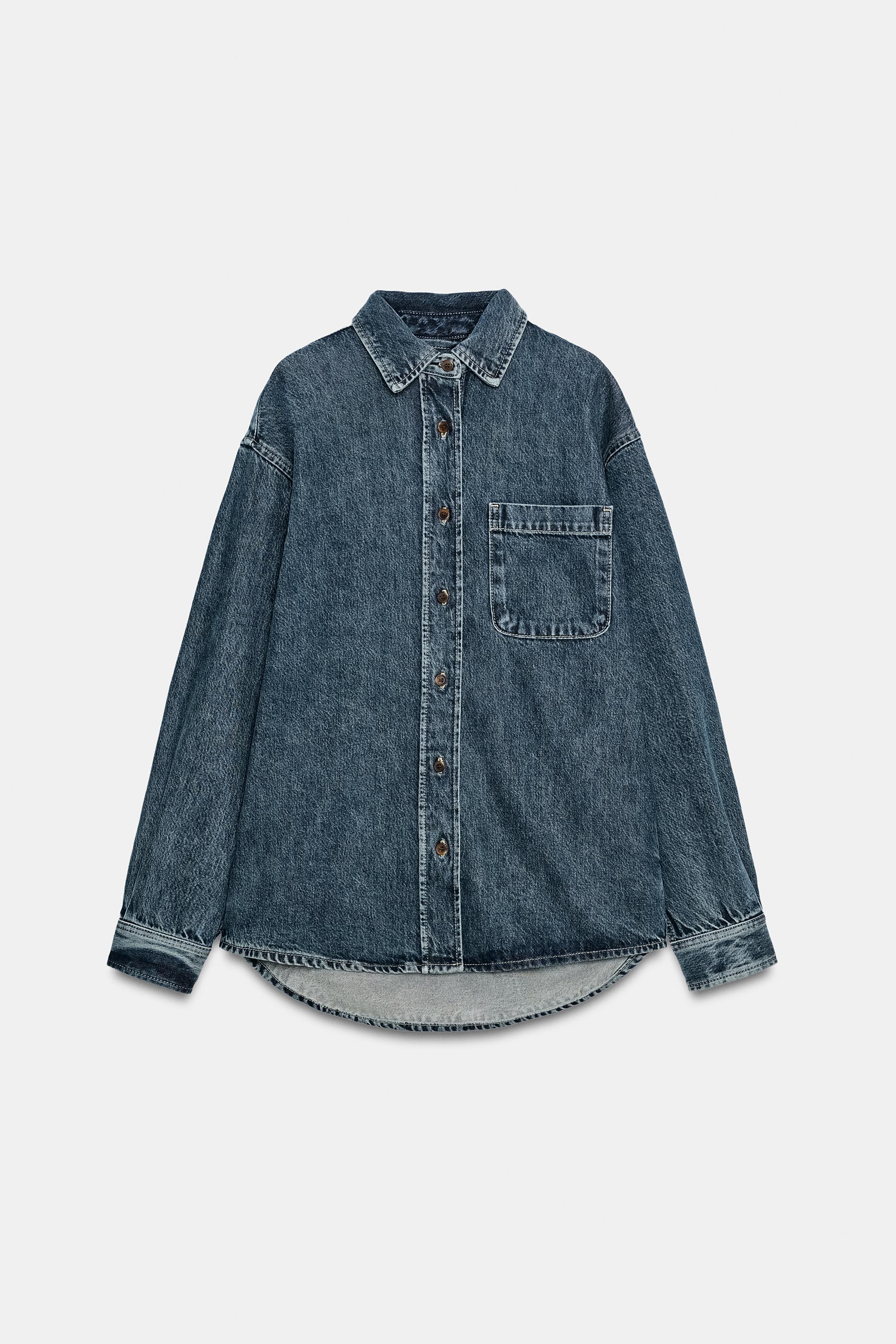 Zara ZW COLLECTION DENIM GÖMLEK görsel 6