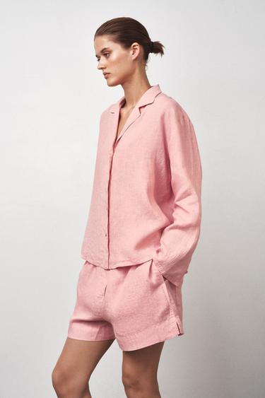 100% LINEN SHORTS ZW COLLECTION - Pink by Zara - Image 1