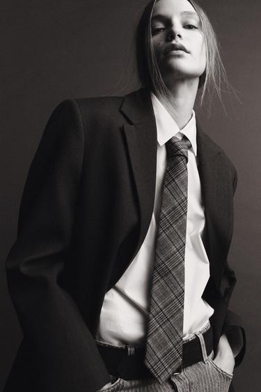 CHECKED TIE - Grey by Zara - Image 1